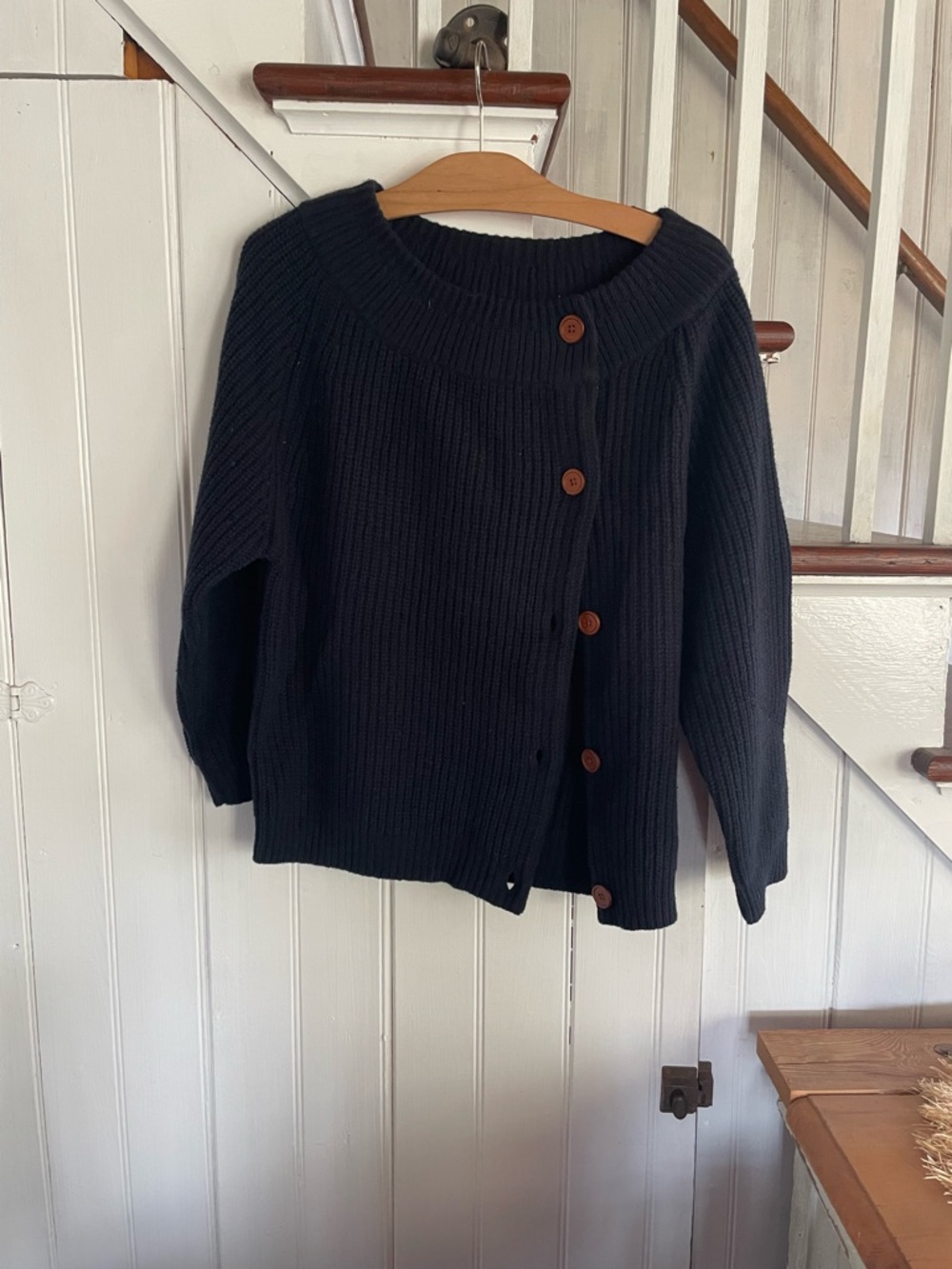 Steven Alan Navy Ribbed Button-Front Cardigan